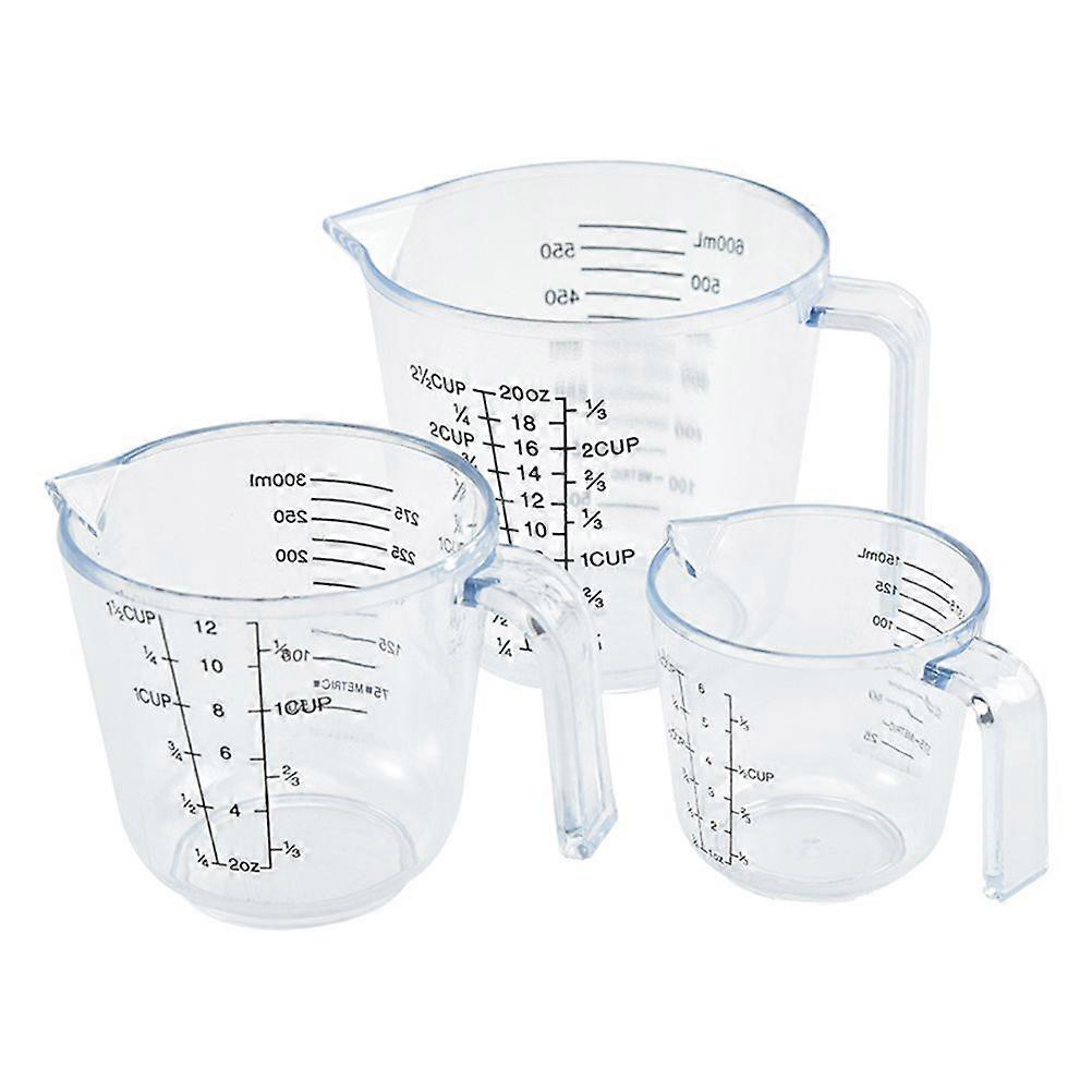 3pcs Transparent Graduated Cups Baking Cups Liquid Measuring Cups with Scale