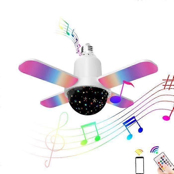 Colorful Foldable 4 Leaf LED Ceiling Light E27 Music Bluetooth Audio Remote Control Disco Stage Light Night Light for Home