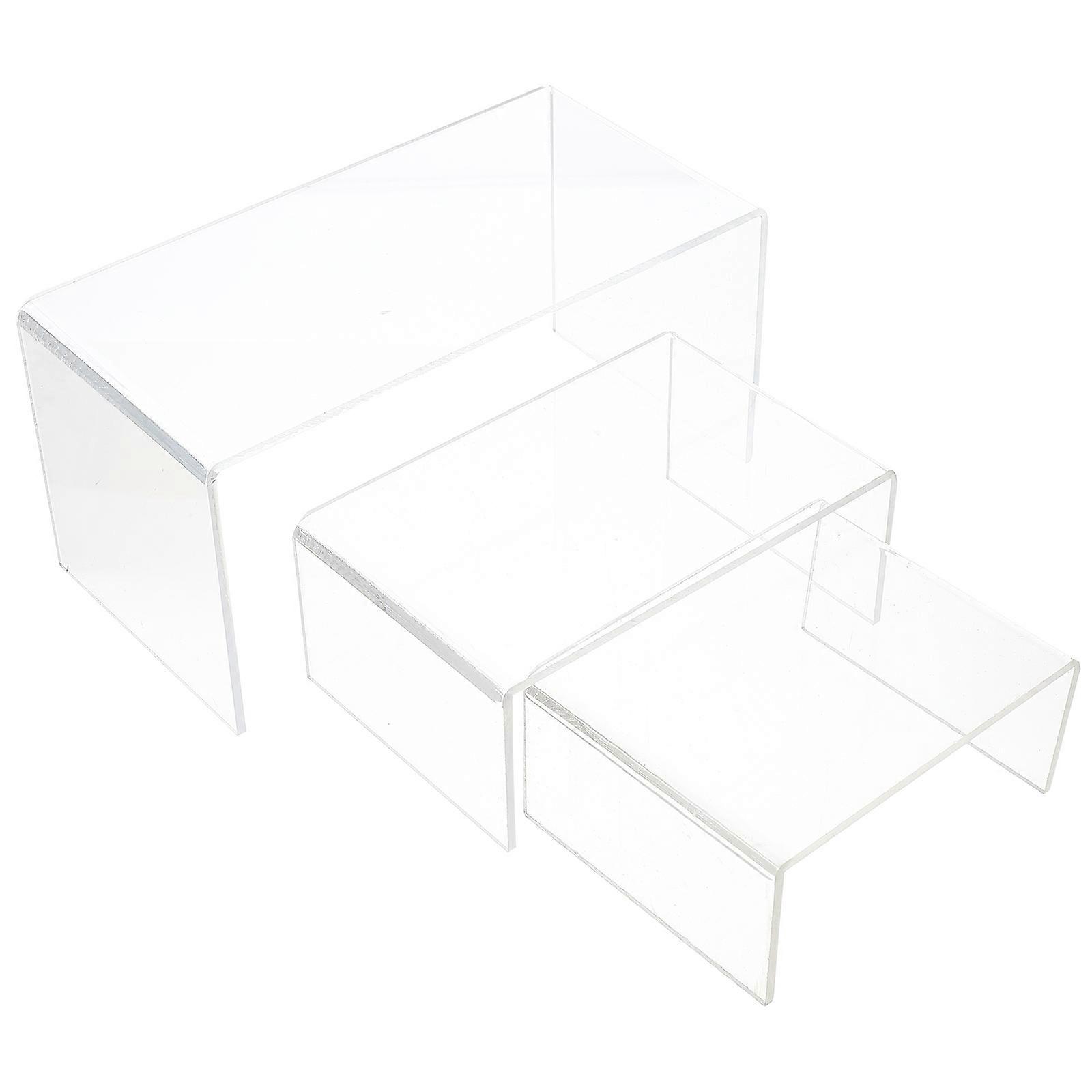 Cosmetics Display Stand Ladder Shape Storage Rack Transparent Acrylic for Women 3Pcs