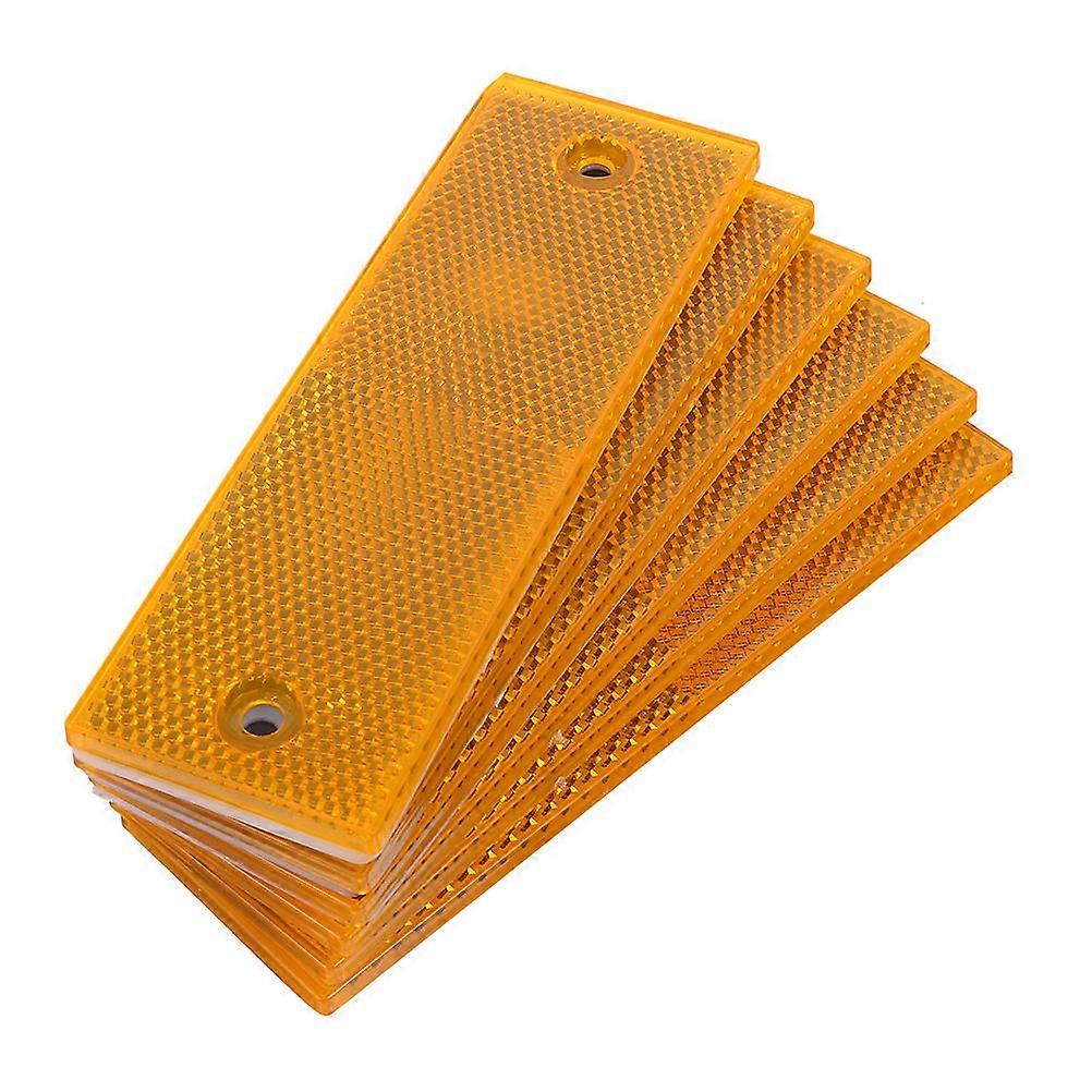Vehicle Reflectors Rectangular Reflective Strip for Car and Truck Orange Abs Material Safety Reflection Function 6Pcs