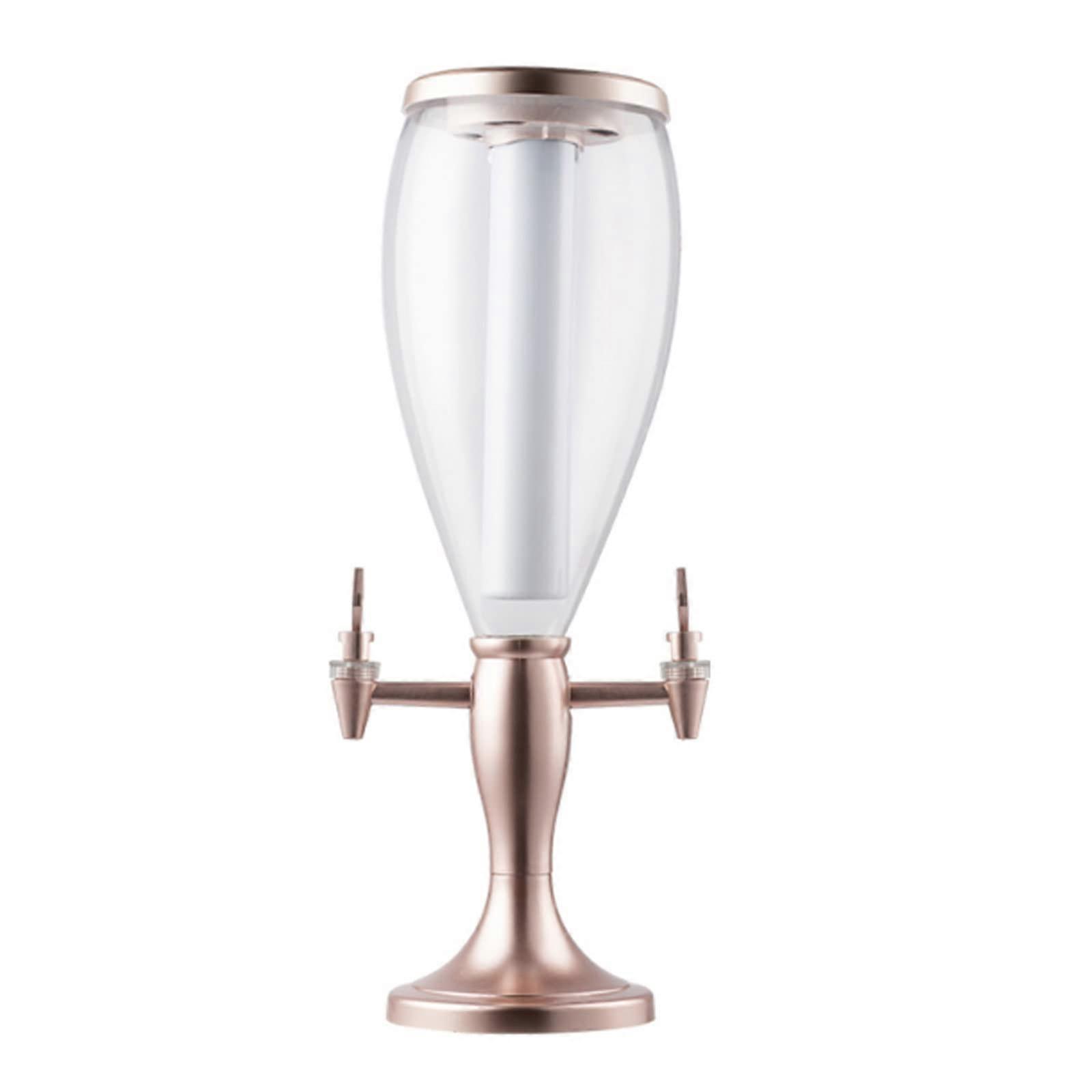 Beer Tower Dispenser with Ice Tube and 2 Tap for Wine Lemon Juice Beer 5L Rose Gold Ref: 2937