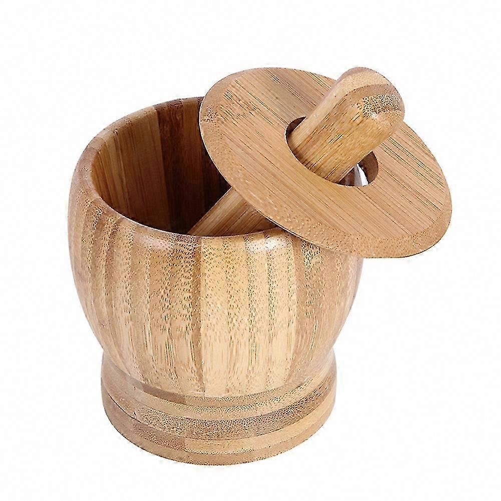 Multifunctional Bamboo Garlic Press Jar, Ginger Spice Grinder Set, Herb Masher Kitchen Tool