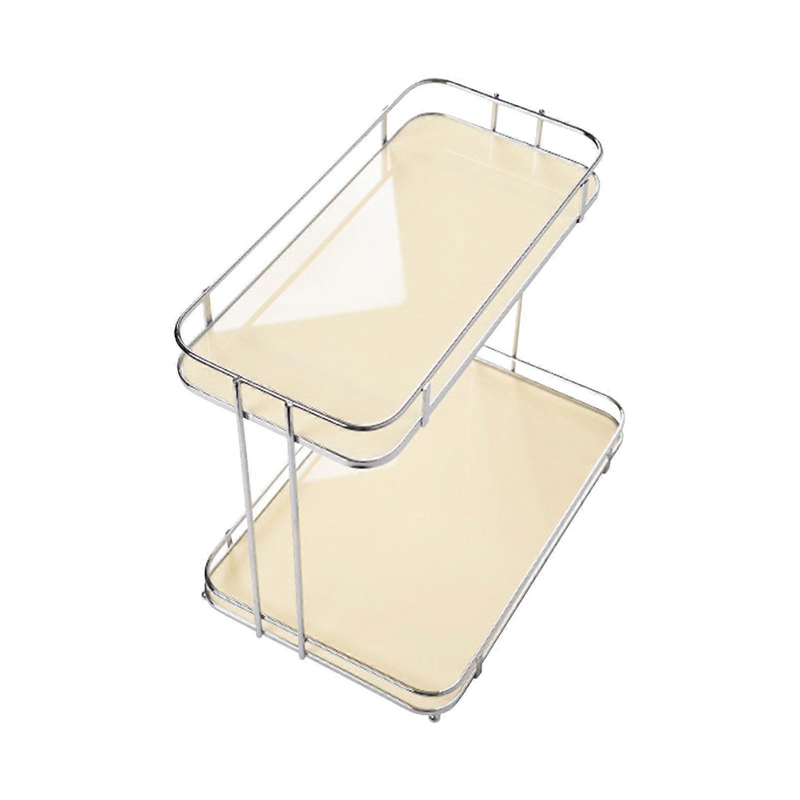 Cosmetic Display Case Makeup Holder Storage Display Case, Skincare Shelf Organizer Silver White