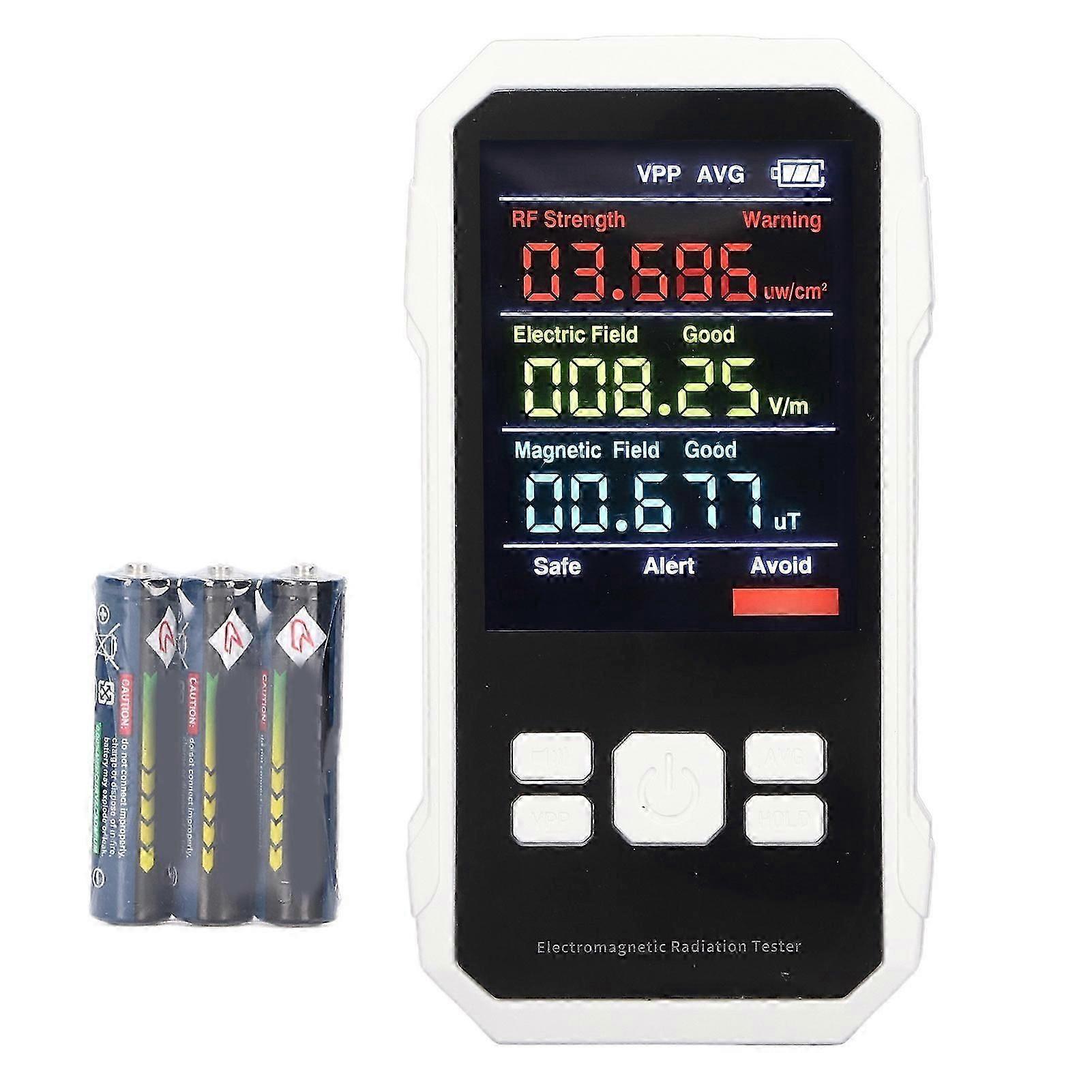 Electromagnetic Radiation Tester with Battery Handheld Digital High Frequency Radiation Detector White