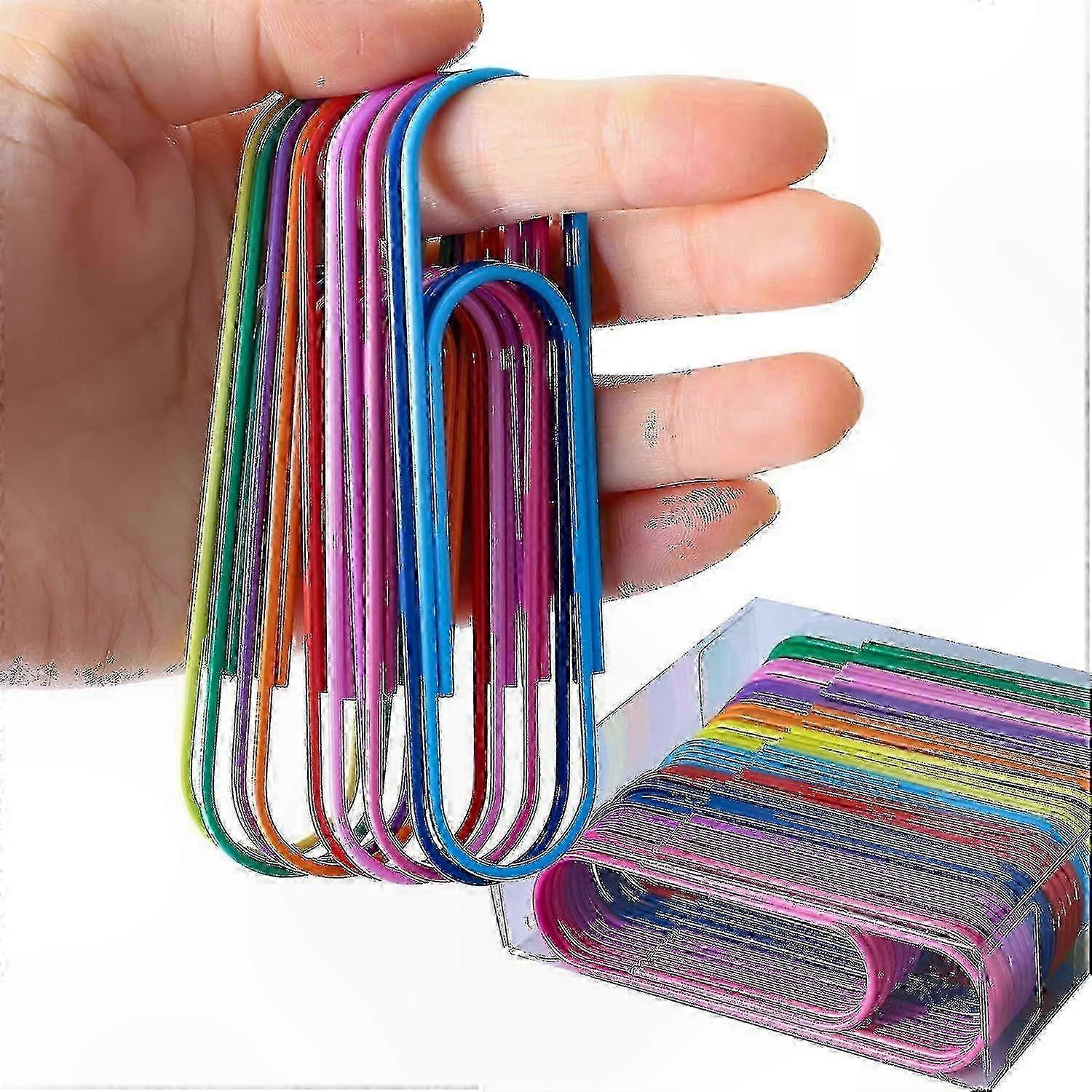 Large Vinyl-Coated Paper Clips - 40 Assorted Colors for Organizing Documents & Files