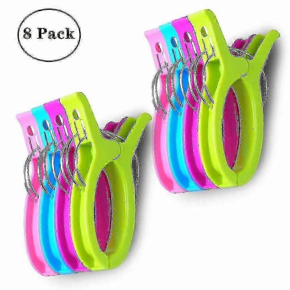 8 Pack Jumbo Size Beach Towel Clips For Beach Chairs, 6.3 Inch