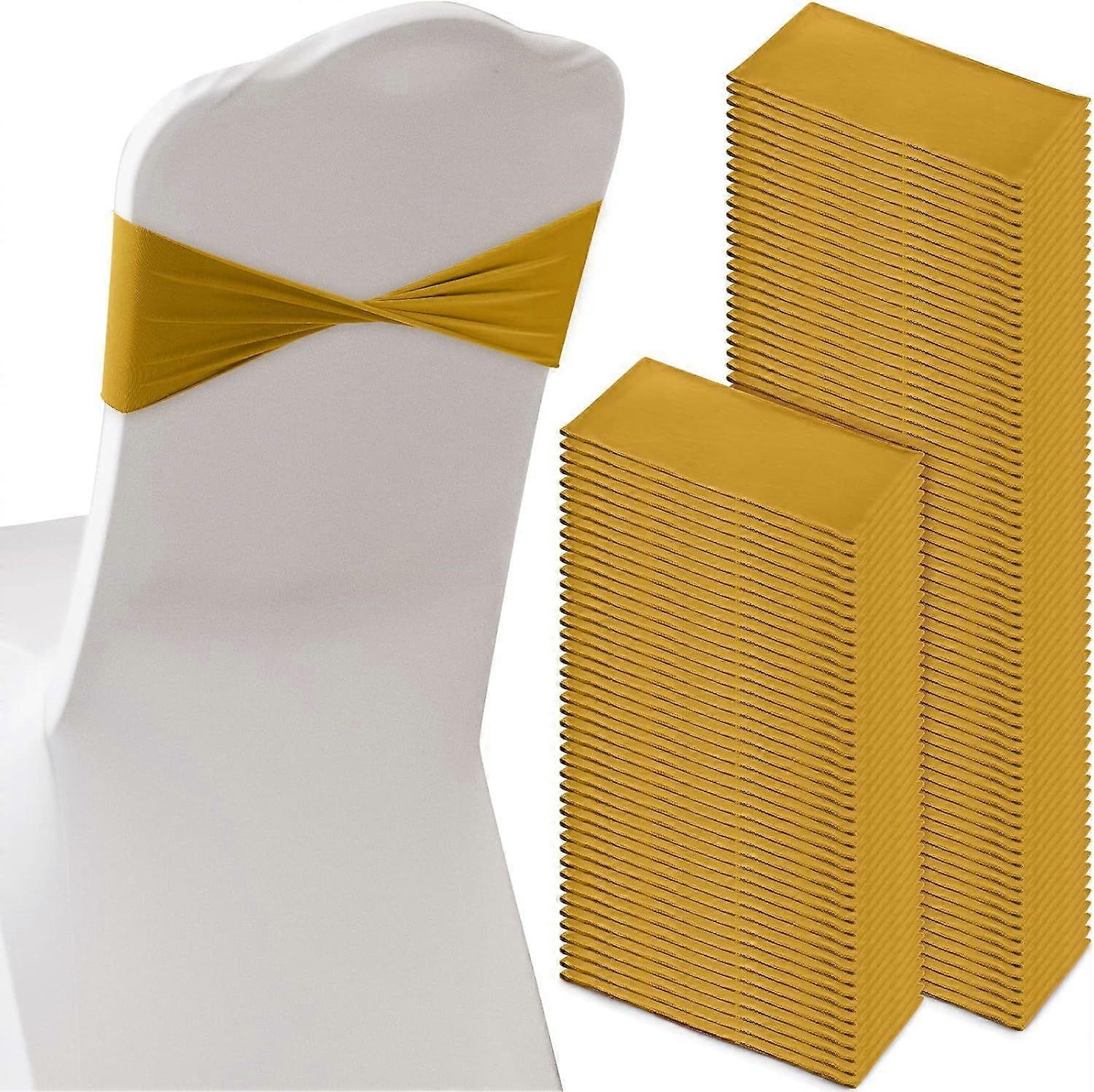 120 Pieces Spandex Stretch Chair Sashes Bows, Elastic Chair Cover Bands Ties