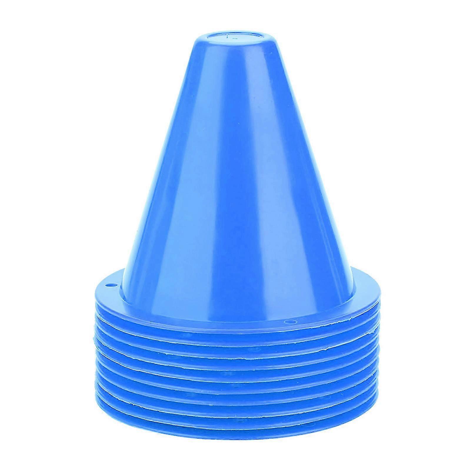 10 Blue Soccer Cones with Plastic Holder for Training and Drills
