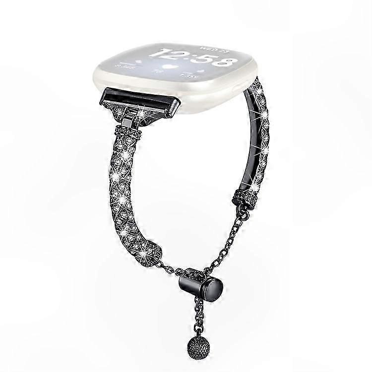 Copper Bling Chain Bracelet Bands with Rhinestone Decor for Fitbit Versa 4 and Sense 2 Replacement Watch Straps