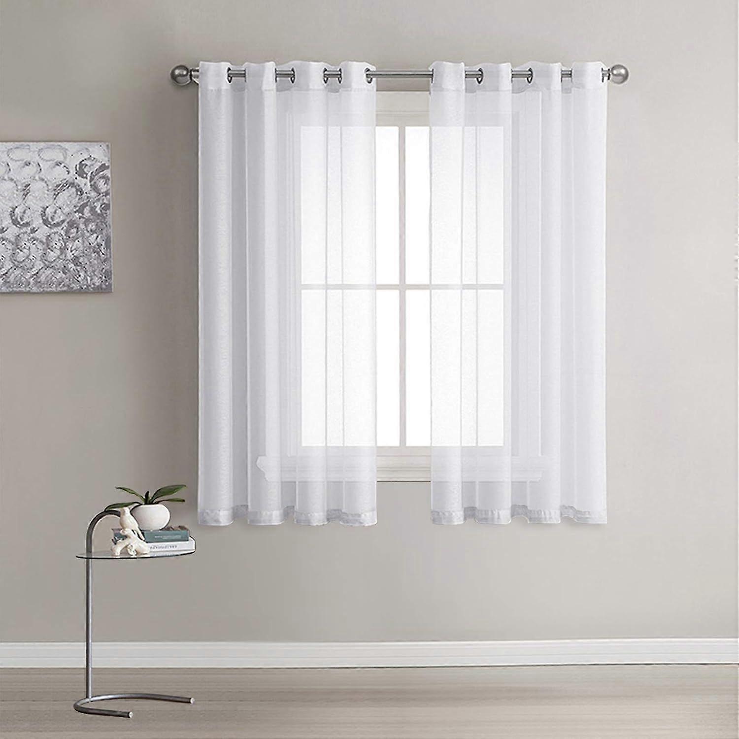 White Sheer Curtains, Window Panels Voile Window Treatments with Solid Grommet