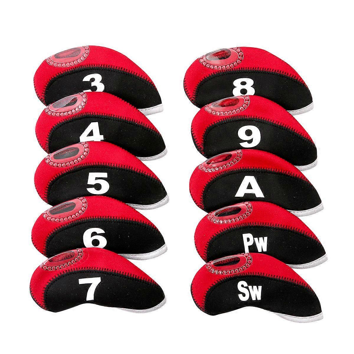 Red Neoprene Golf Club Head Covers with Numbers for Easy Identification and Protection Fits All Brands 3 to A