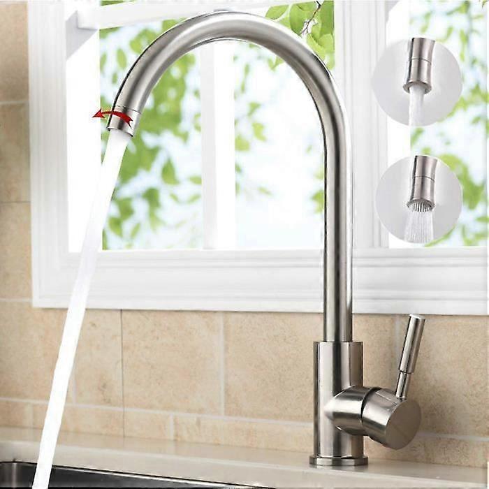 DEWINNER 360 Rotation Waterfall Kitchen Bathroom Sink Faucet Mixer Tap + 2 Hoses - Grey - Brushed