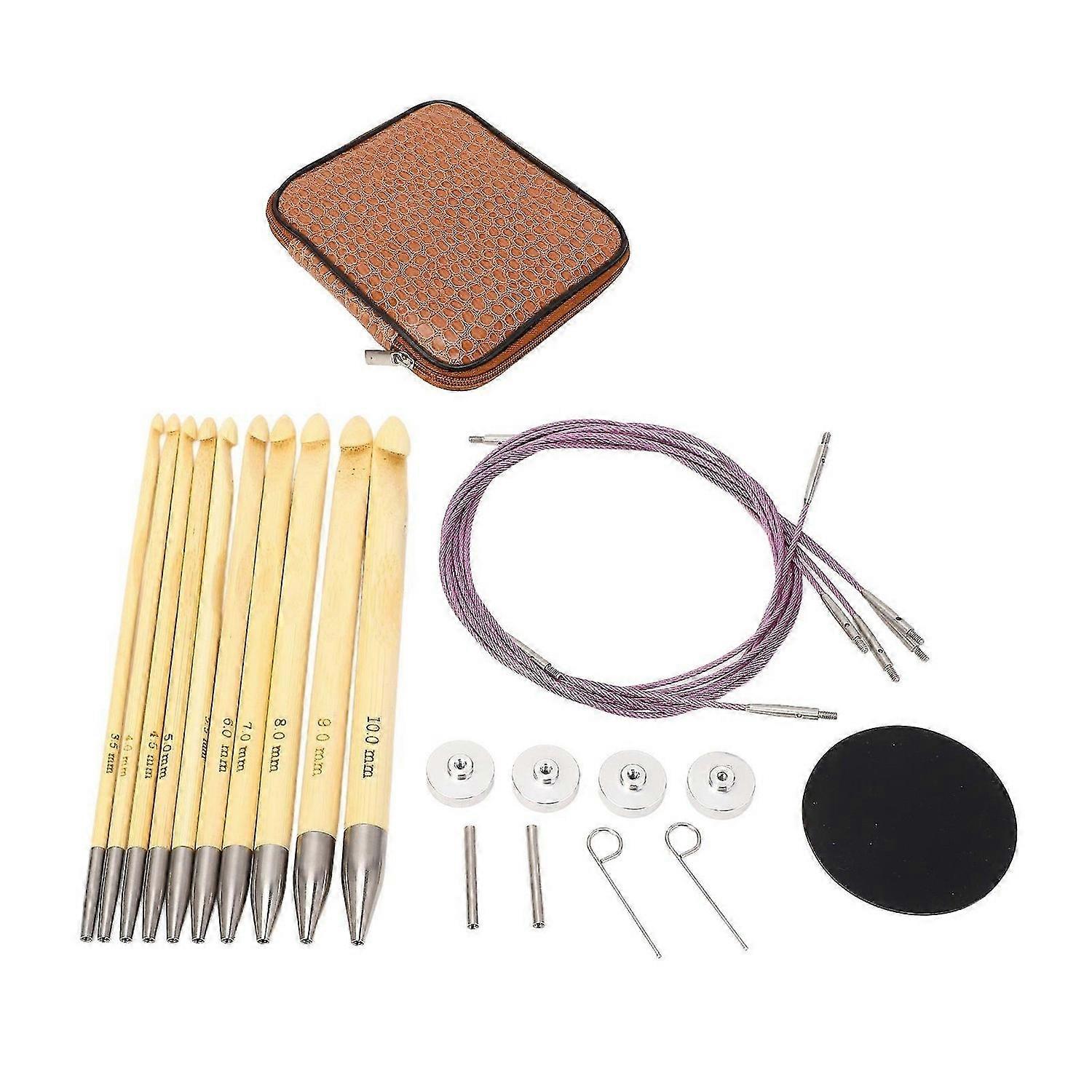 2025 Latest Model 10pcs Crochet Hooks Removable Sweater Needle Bamboo Weaving