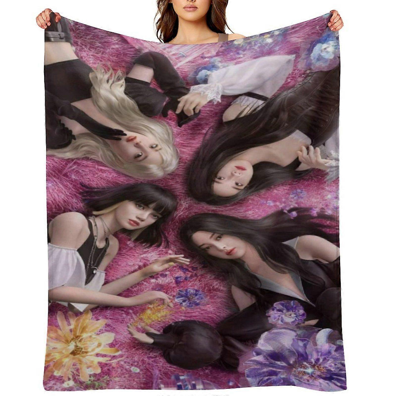 BLACKPINK رمي بطانية هدية ، بطانية من الفانيلا ، مناسبة للرجال والنساء ، مناسبة لجميع الفصول ، بطانية دافئة ، ديكور منزلي (500) 125x100 سم