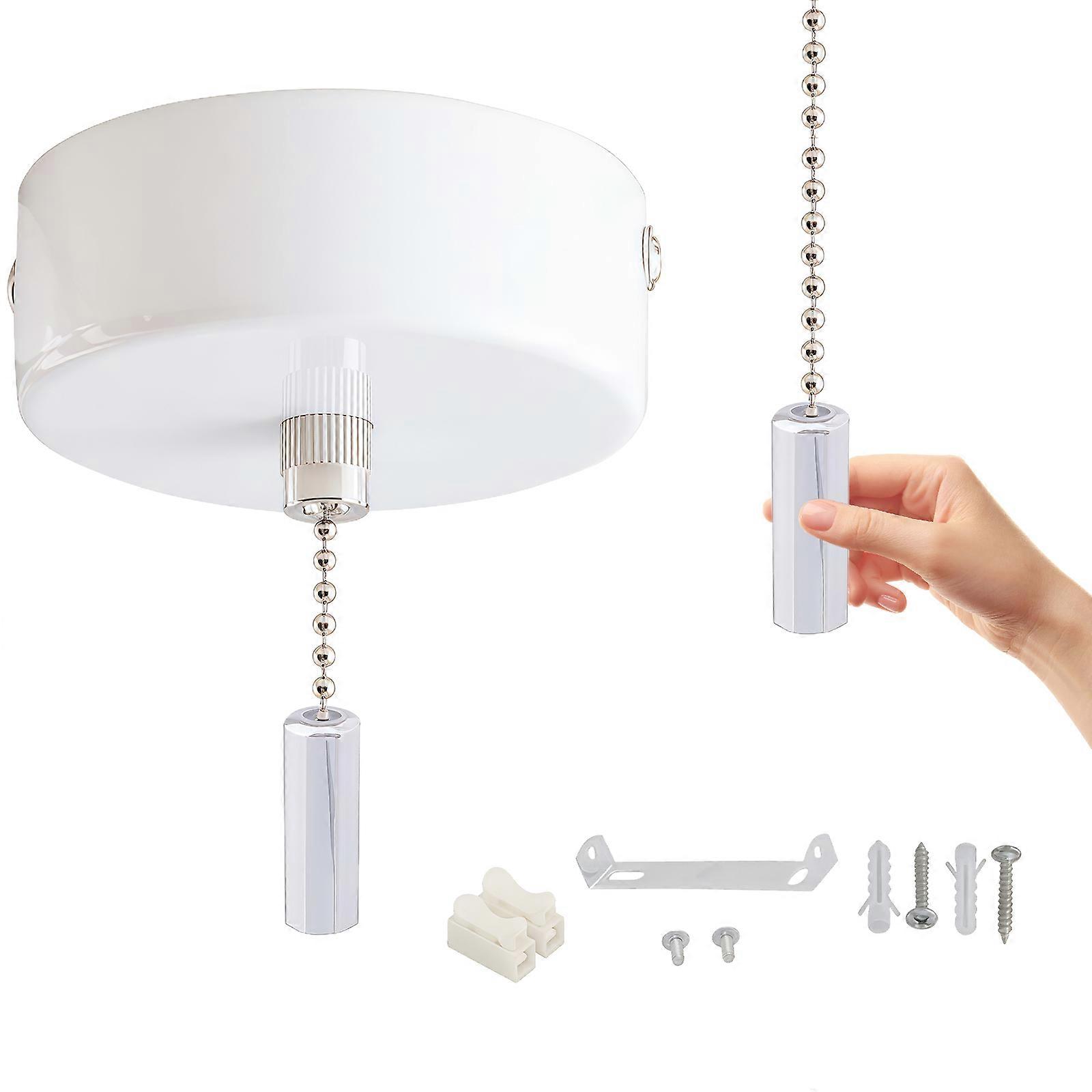 60mm Metal Pull Chain Switches with 150cm Cord Easy On Off Control Strong Designs Control Switches for Ceiling Light  White