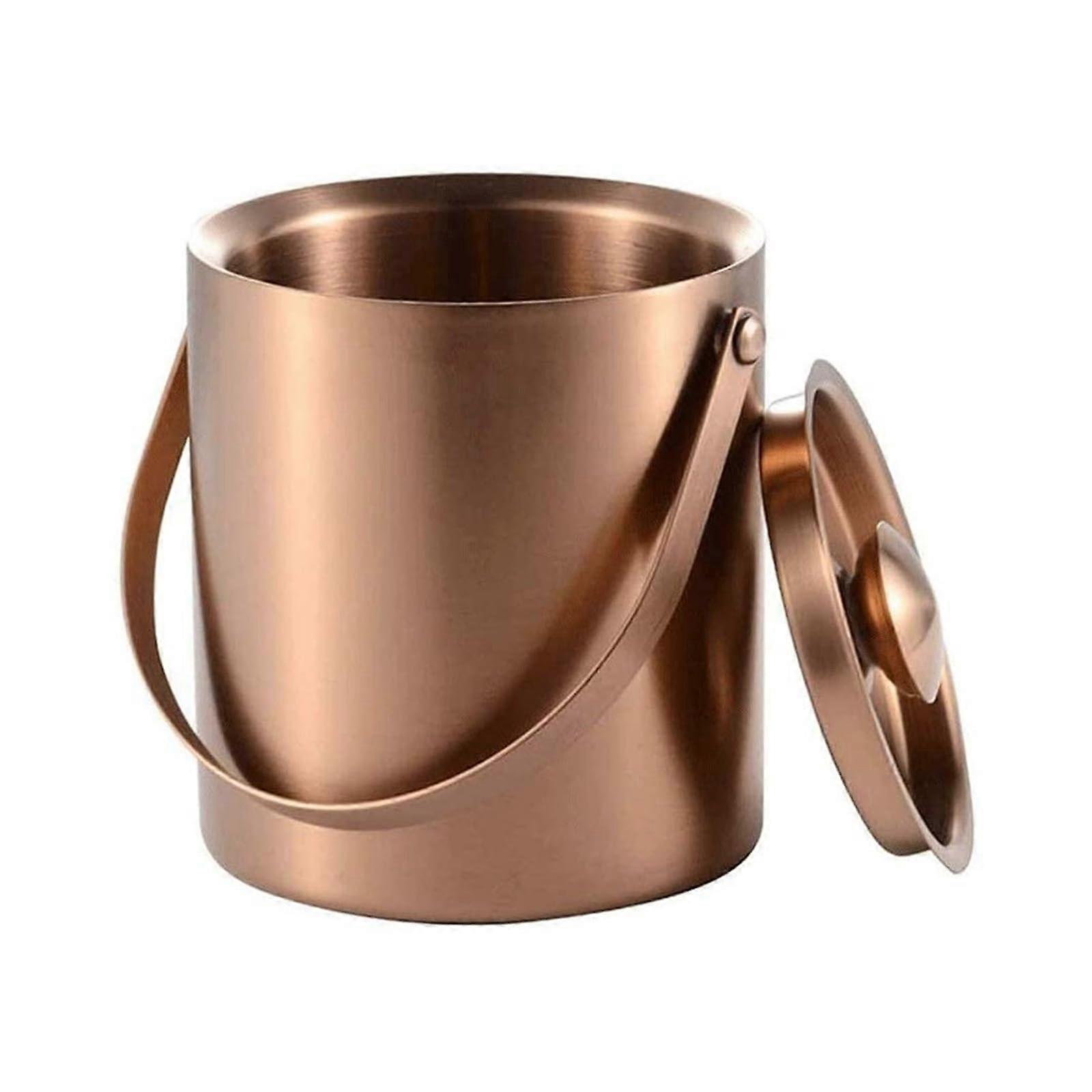 Ice Bucket Stainless Steel Double Wall Insulated Large Ice Cube Bucket Container For Home Bar