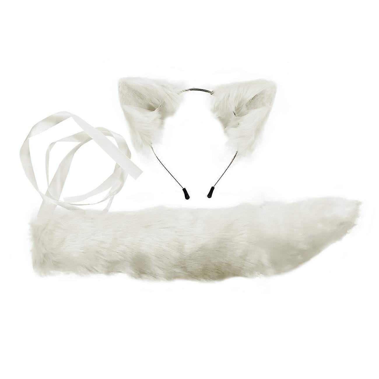 Handmade fox ear headband simulation plush animal ear hair accessories animal tail cos dress up wolf tail suit
