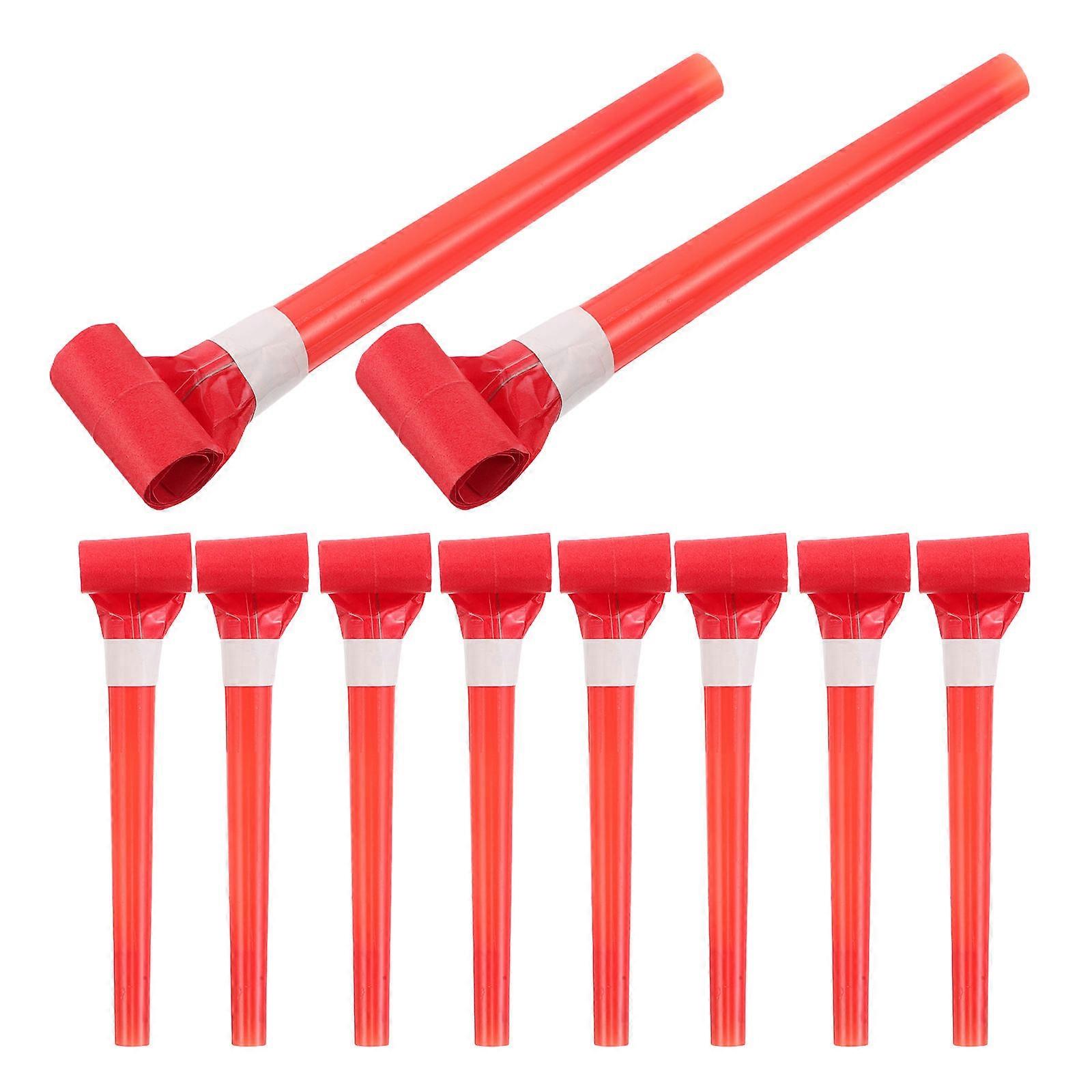 Plastic Party Blowers Red Blowouts Noisemakers for Party 250Pcs