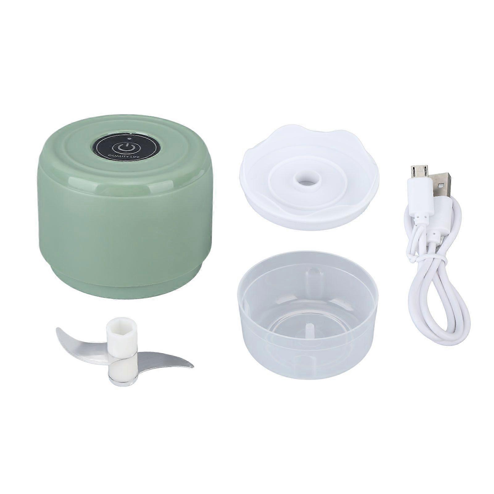 Electric Garlic Chopper Mini Cordless Waterproof Portable Food Processor for Onions Ginger Camping 100ml USB Charging 5V Green