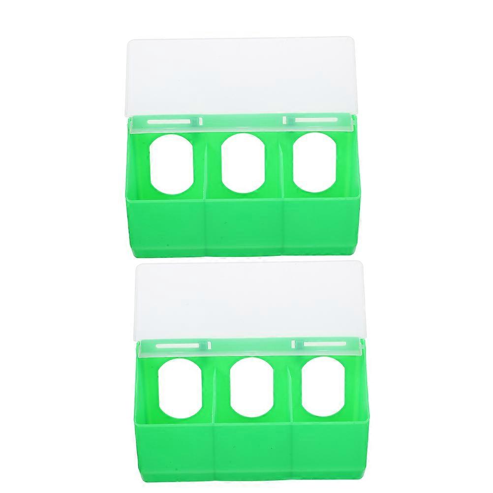 Plastic Bird Cage Feeder with Buckle Design for Bird Feeding Cup 2Pcs Light Green