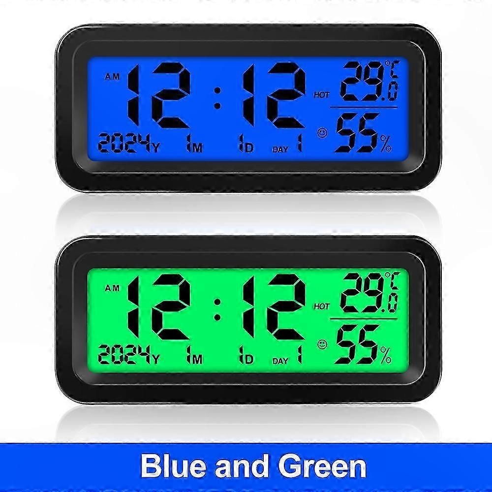 LCD Digital Clock with Date, Weekday, Temperature, Humidity for Car Dashboard Display
