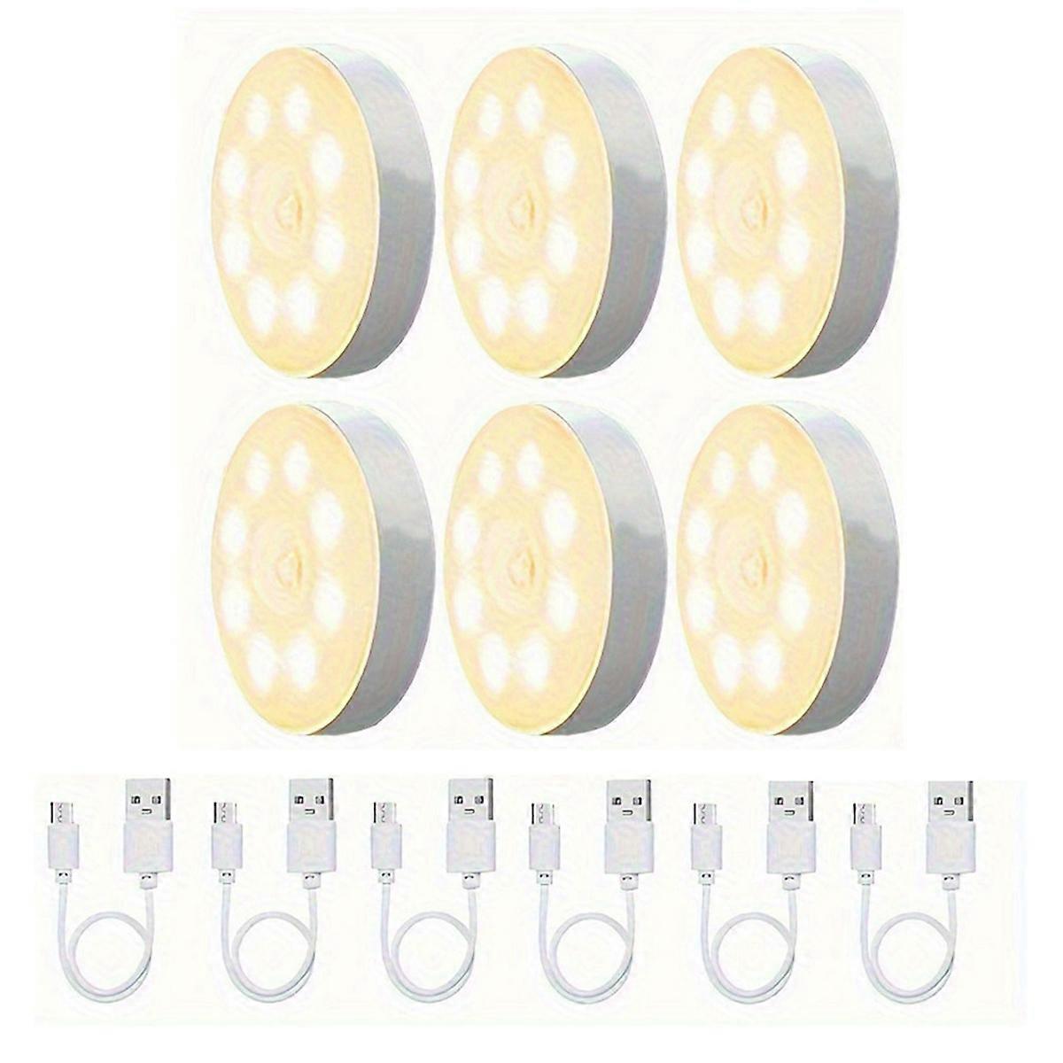 6-Pack USB Rechargeable LED Motion Sensor Lights LED Indoor Closet Light Battery-Powered Induction