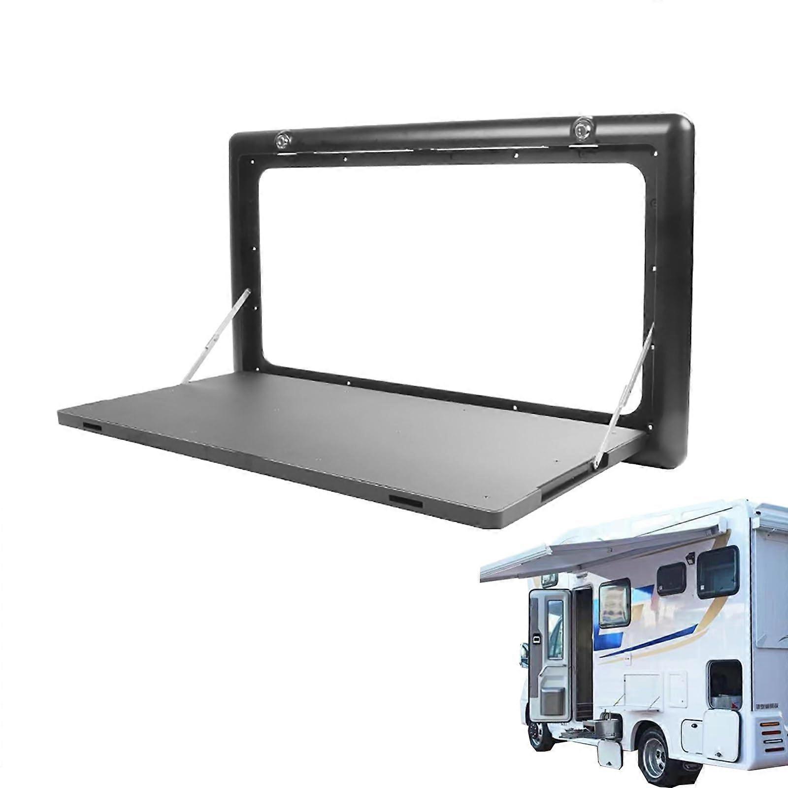 RV Folding Table Wall Mounted Fold Down Desk - Space-Saving Lockable Picnic Table for Caravans and RVs - Svart Color