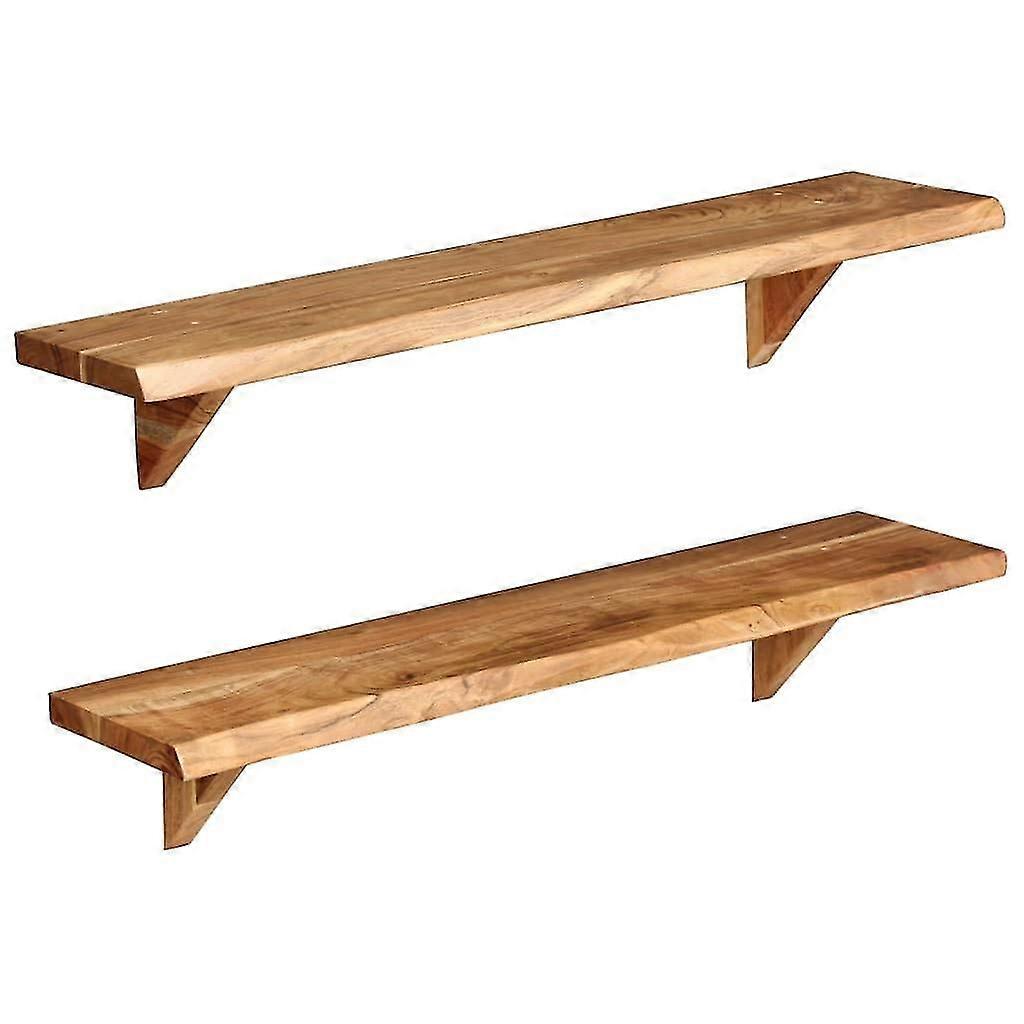 Wall Shelves 2 Pcs 90x20x16 Cm Solid Acacia Wood