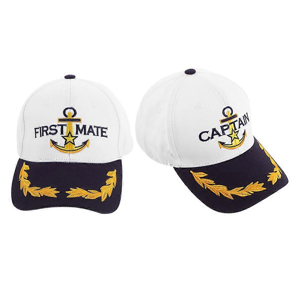 White Captain Baseball Hat 4Pcs Matching Decorative Navy Caps for Adults