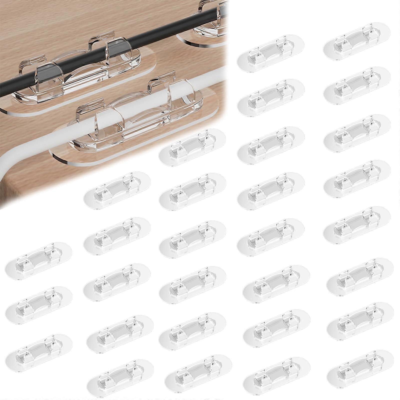 Cable Clips 30 Pcs, 3Size Set SelfAdhesive, Strong Cable Management Clips for Home and Office, Transparent
