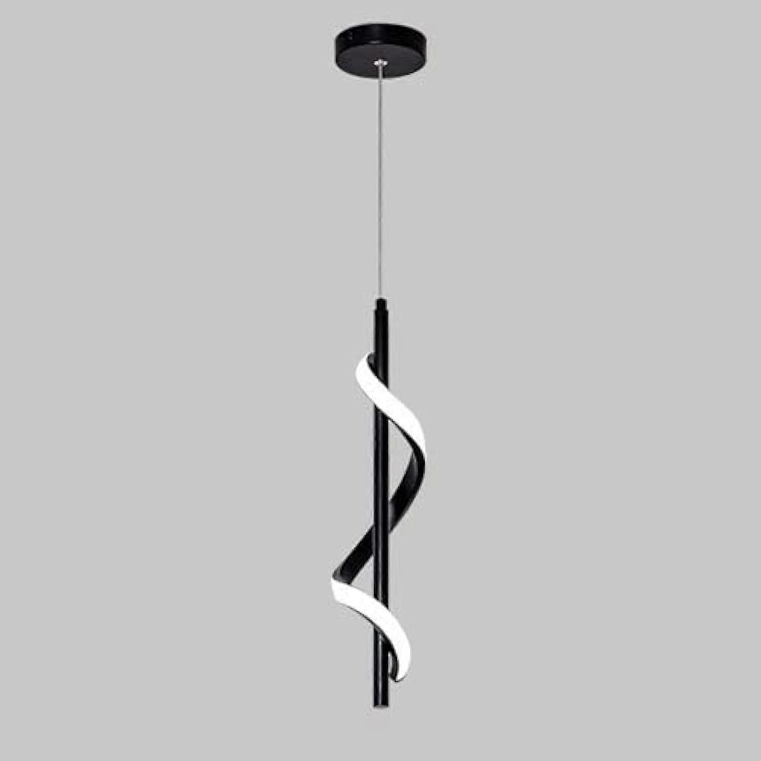 Modern Spiral Pendant Light, Linear LED Suspension Lamp With Acrylic Shade, Black Tri-Color Light