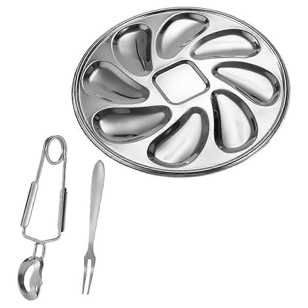 Elegant Stainless Steel Oyster Serving Plate For Home Use Seafood 4 Sets Flat Shape