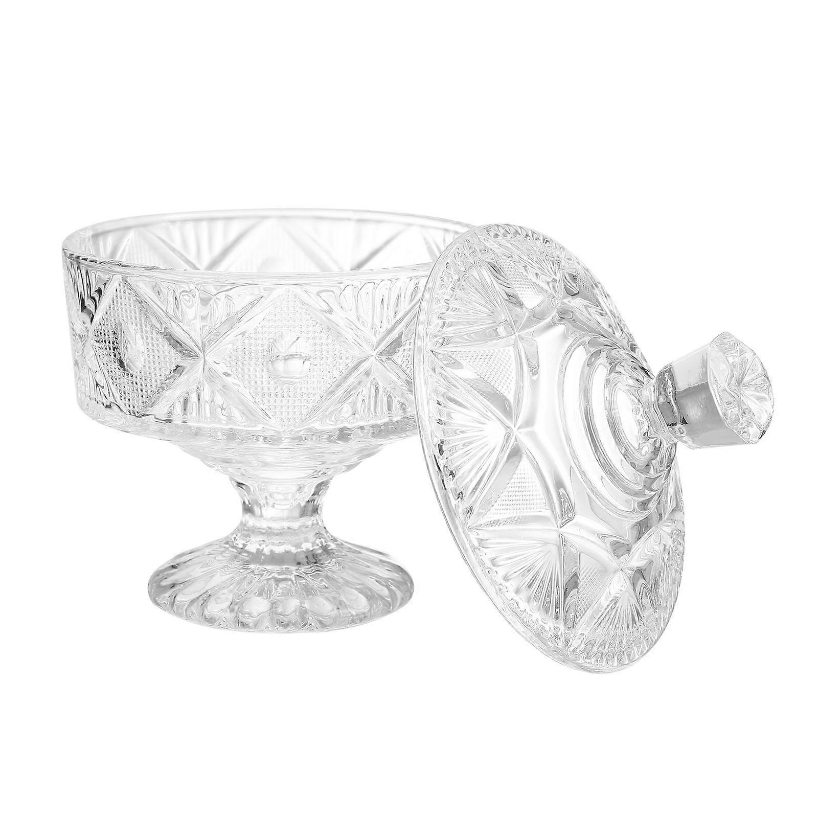 Jewelry Box with Lid Candy Jar for Storage 2Pcs Transparent Glass