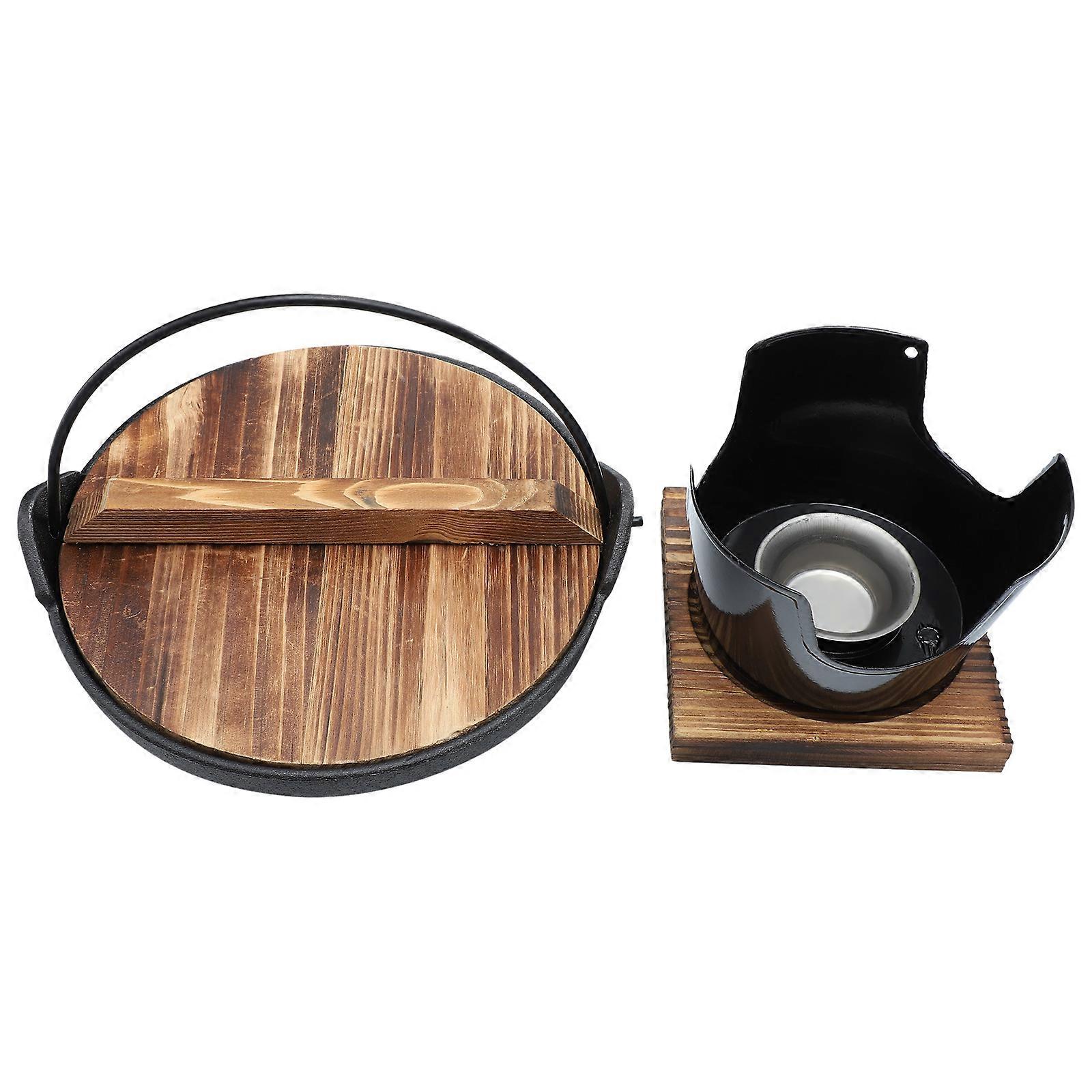 Sukiyaki Hot Pot Cookware 2 Sets For Camping Enthusiasts 20x20cm Cast Iron Pot Assuring Even Heating And Smoke Reduction