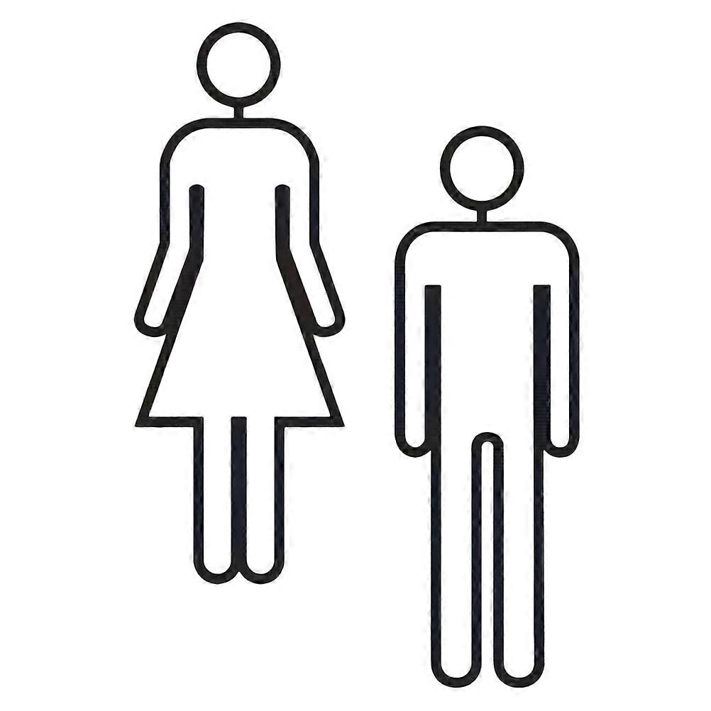 Restroom Identification Signs 2Pcs Black Acrylic Gender Indication For Bathrooms And Changing Rooms With Rectangular Shape