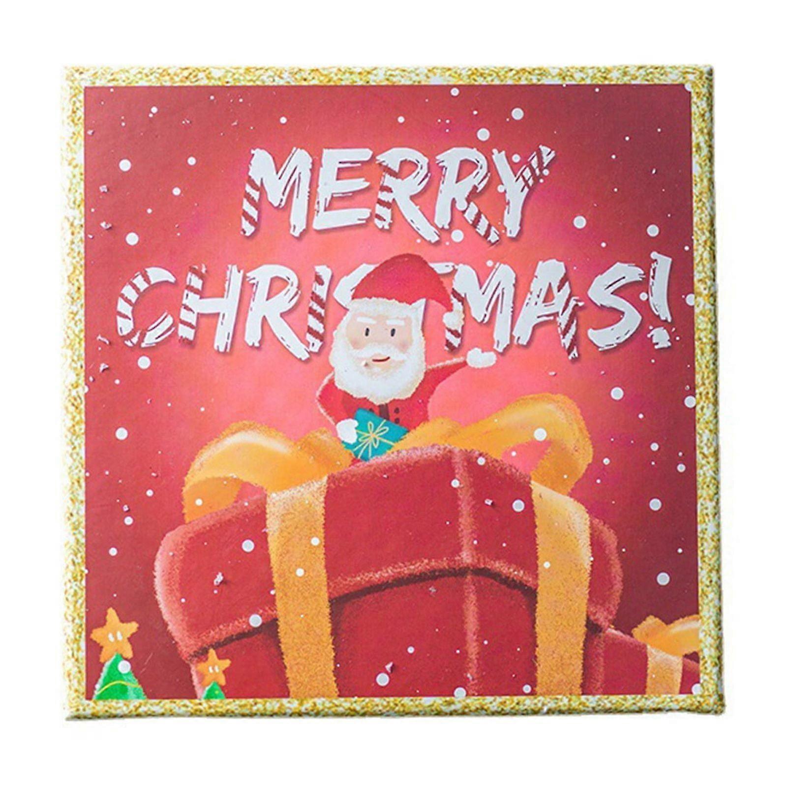 Christmas Nesting Gift Boxes with Lids, Santa Designs, Stackable Hard Paper Boxes with Ribbon, Compatible with Xmas Gift Storage