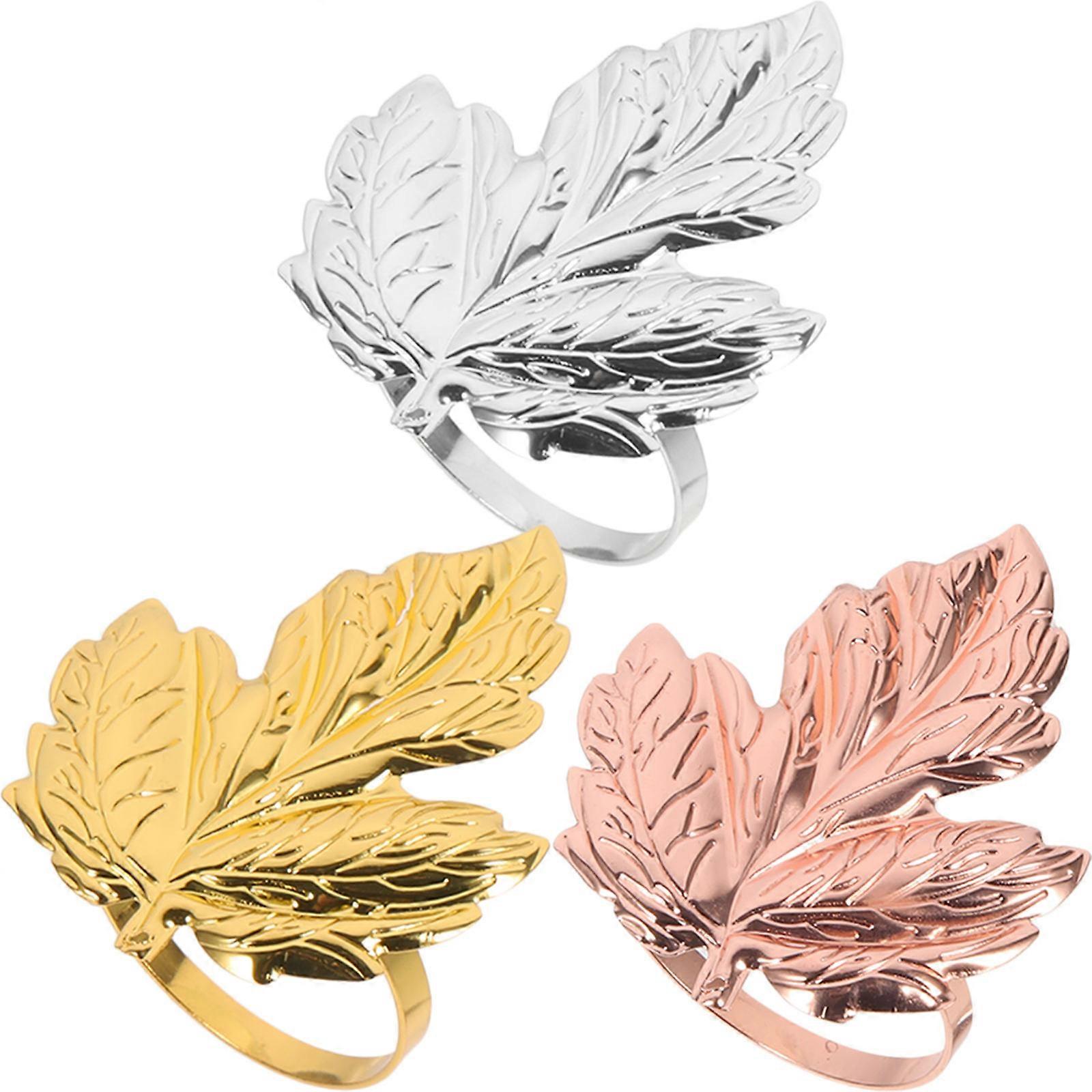 Assorted Color Maple Leaf Napkin Buckle for Wedding Banquet Use 3Pcs