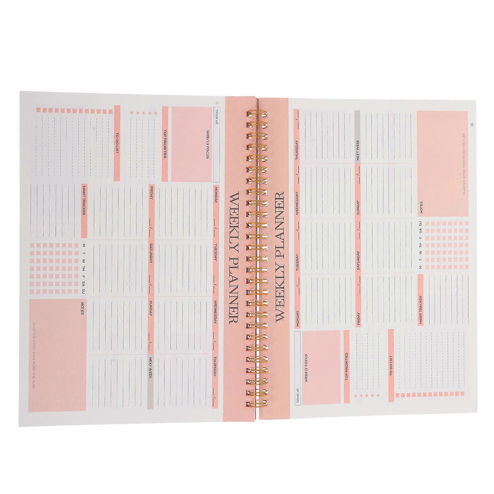 Weekly Planner Spiral Notebook for Managing Weekly Projects 2Pcs Pink