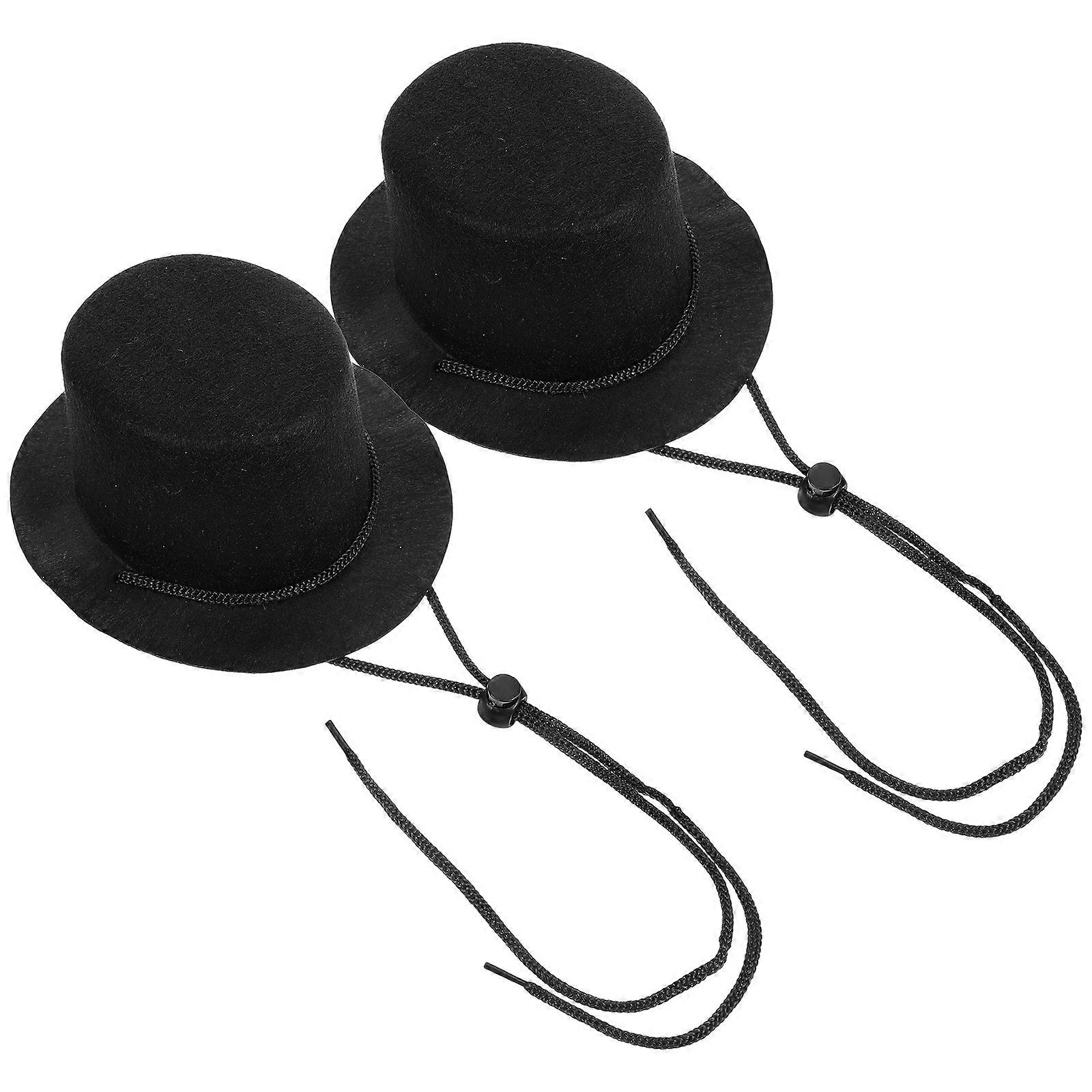 Black Cat Hat for Decor Felt Pet Hat with Chin Strap 6Pcs