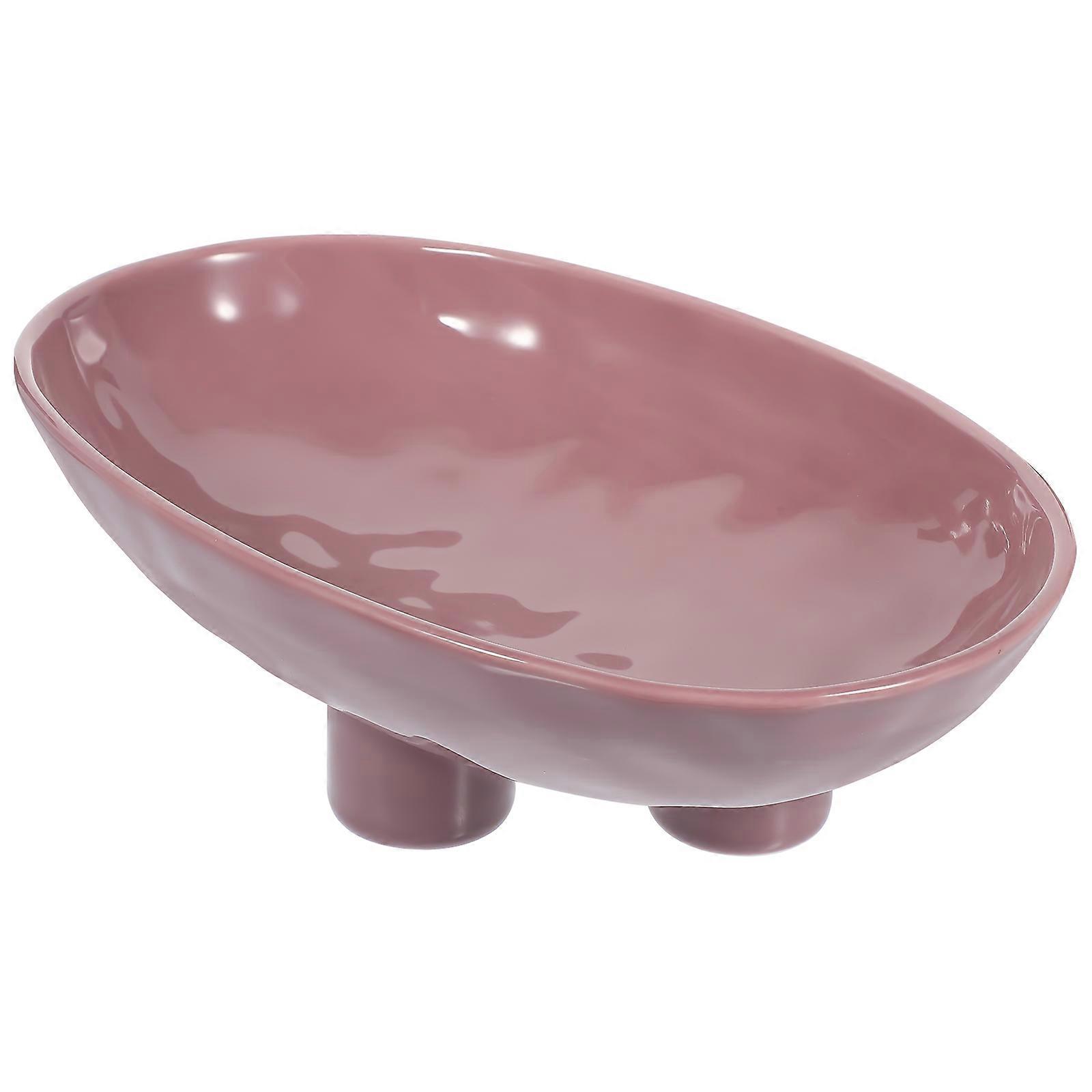 Pink Ceramic Candy Tray for Household Use 2Pcs Stylish Snack Plates