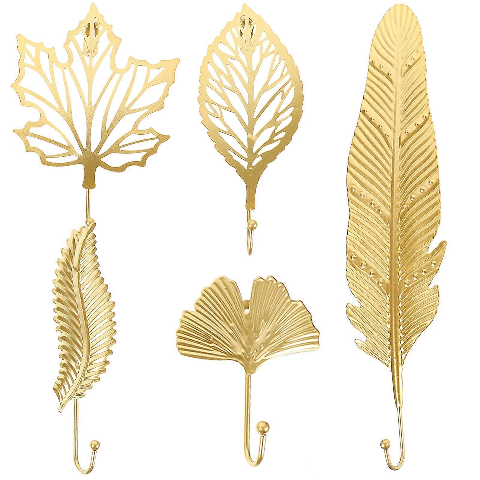 Golden Decorative Leaf Wall Hooks for Hanging 25Pcs Keys Towels Hats