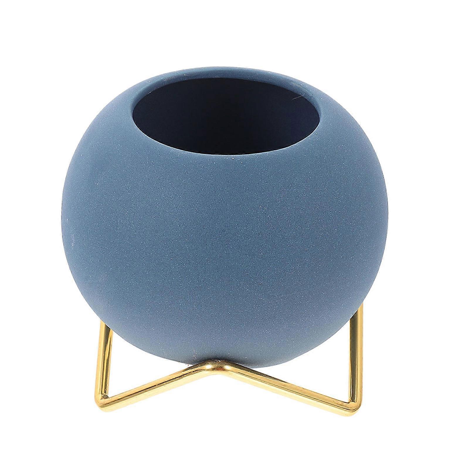 Blue Succulent Planter Ceramic Small Flower Holder for Decor 2Sets