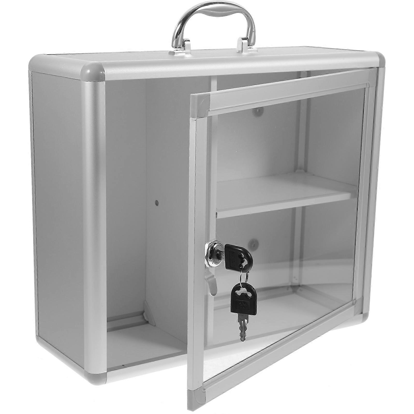 Durable Medicine Storage Box Multi-Grid Lockable Medicine Case 2Pcs