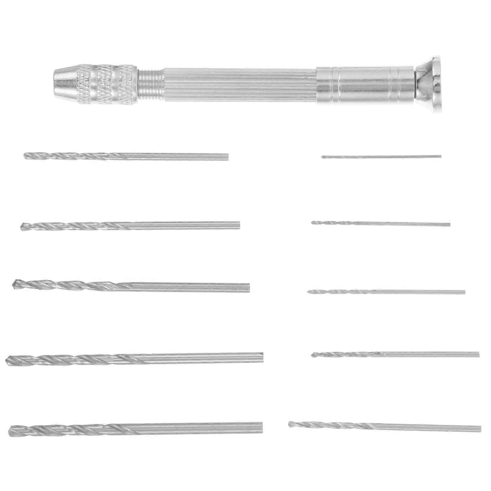 Professional Nail Drill Manual Nail Drill for Crafts 2Sets Silver Alloy