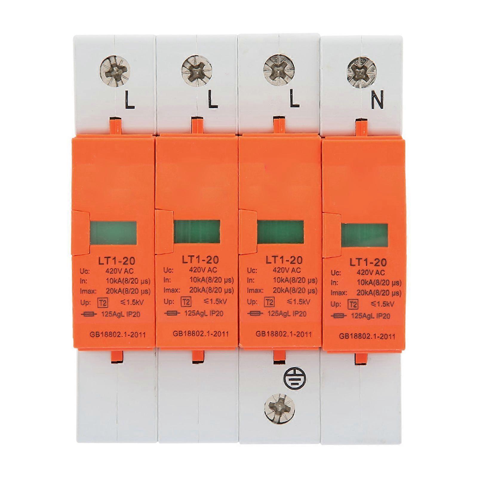 4P 20kA 420vAC House Surge Protective Low voltage Arrester Device