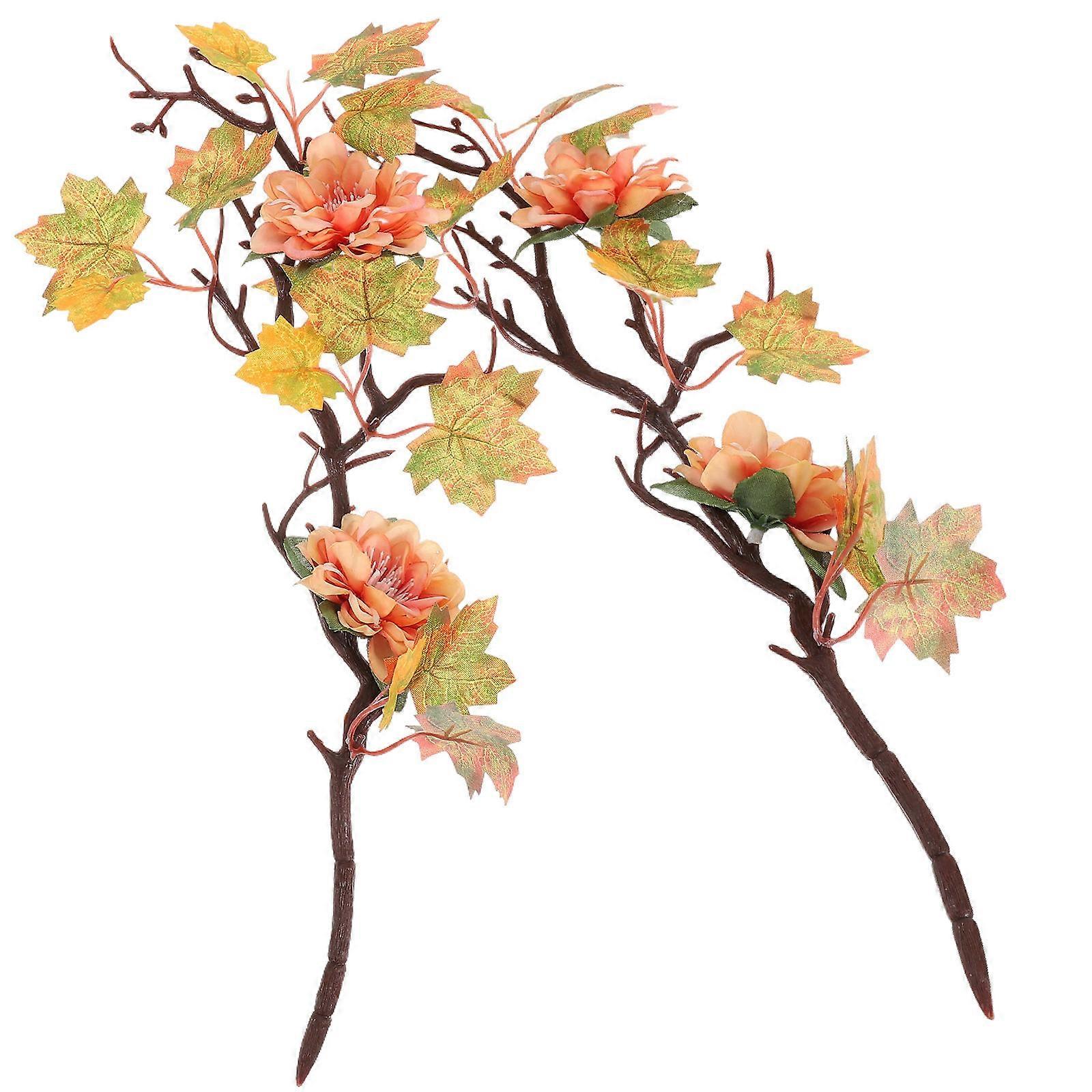 Maple Leaf Branch Pick for Decoration 6Pcs Artificial Fall Maple Leaf