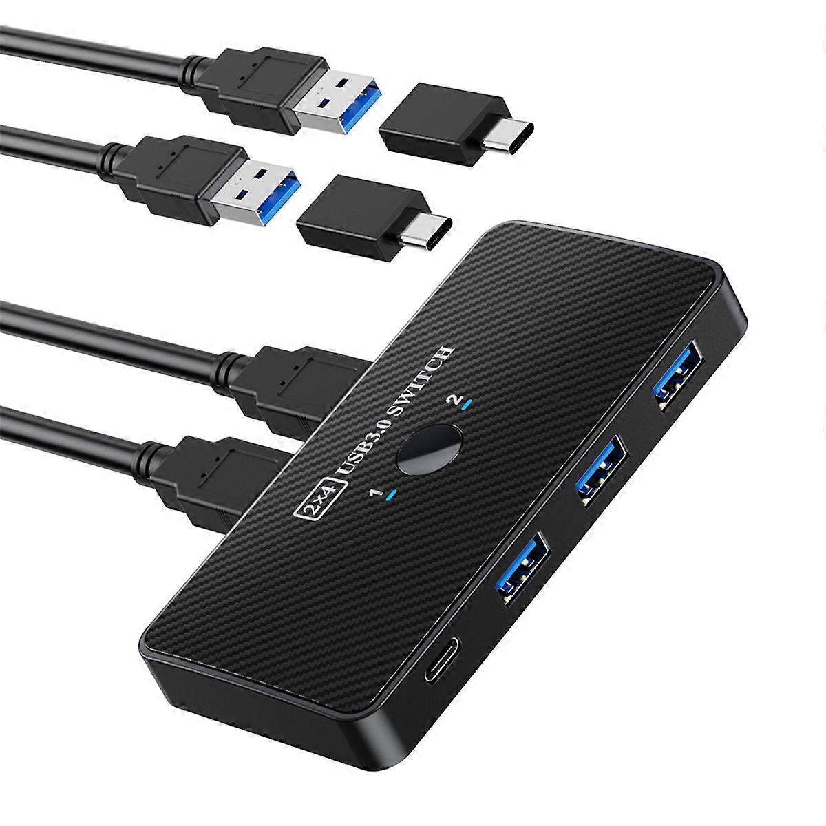 USB3.0 Switch Adapter USB 3.0 Switcher 2 Input 4 Output USB Switch KVM Switcher Printer Sharer for