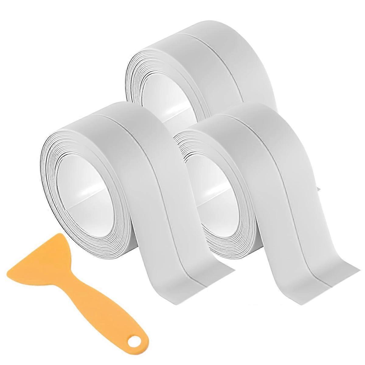 3 Rolls Caulk Tape,Waterproof Self Adhesive,Caulking Strips, White
