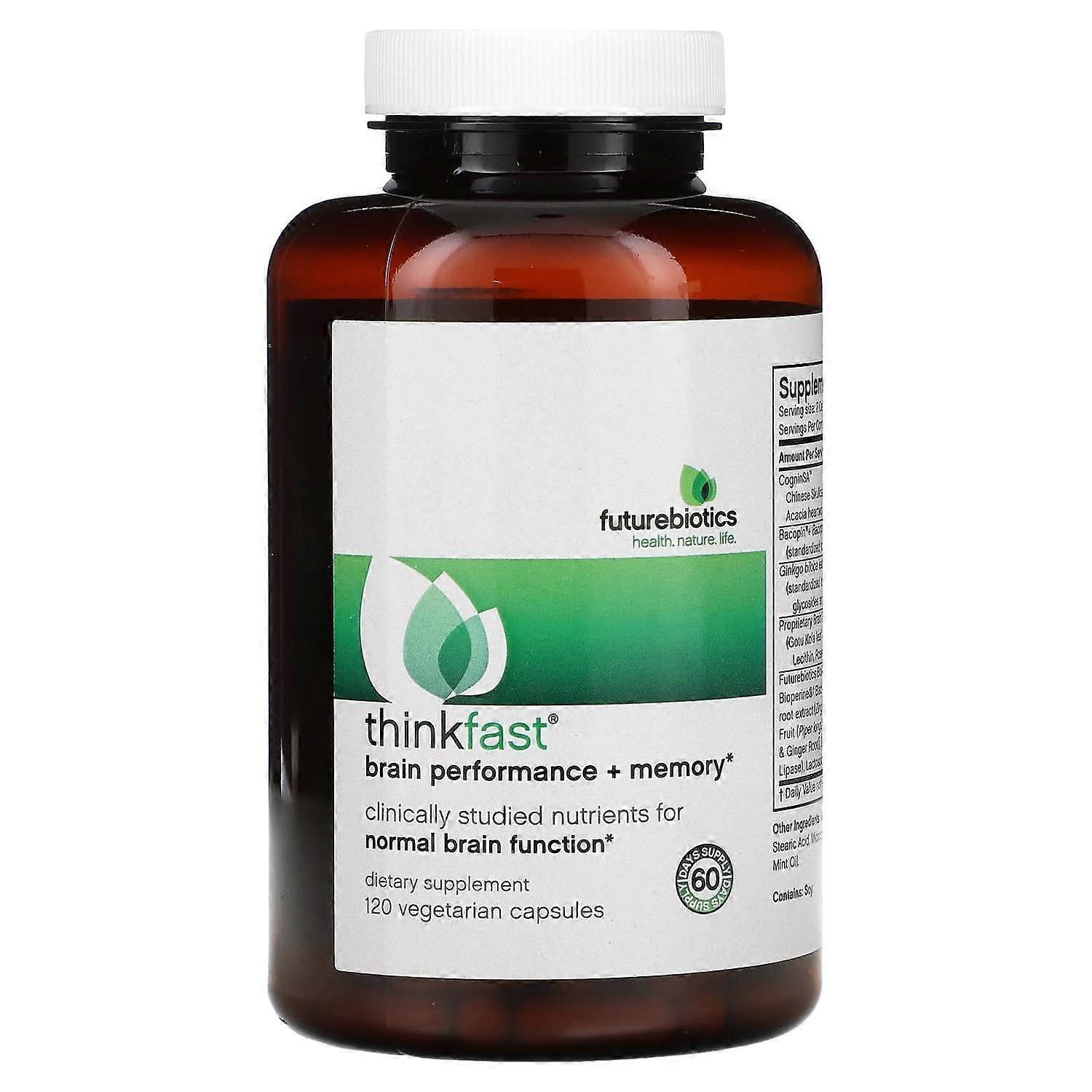 FutureBiotics, Thinkfast, Brain Performance + Memory, 120 Vegetarian Capsules