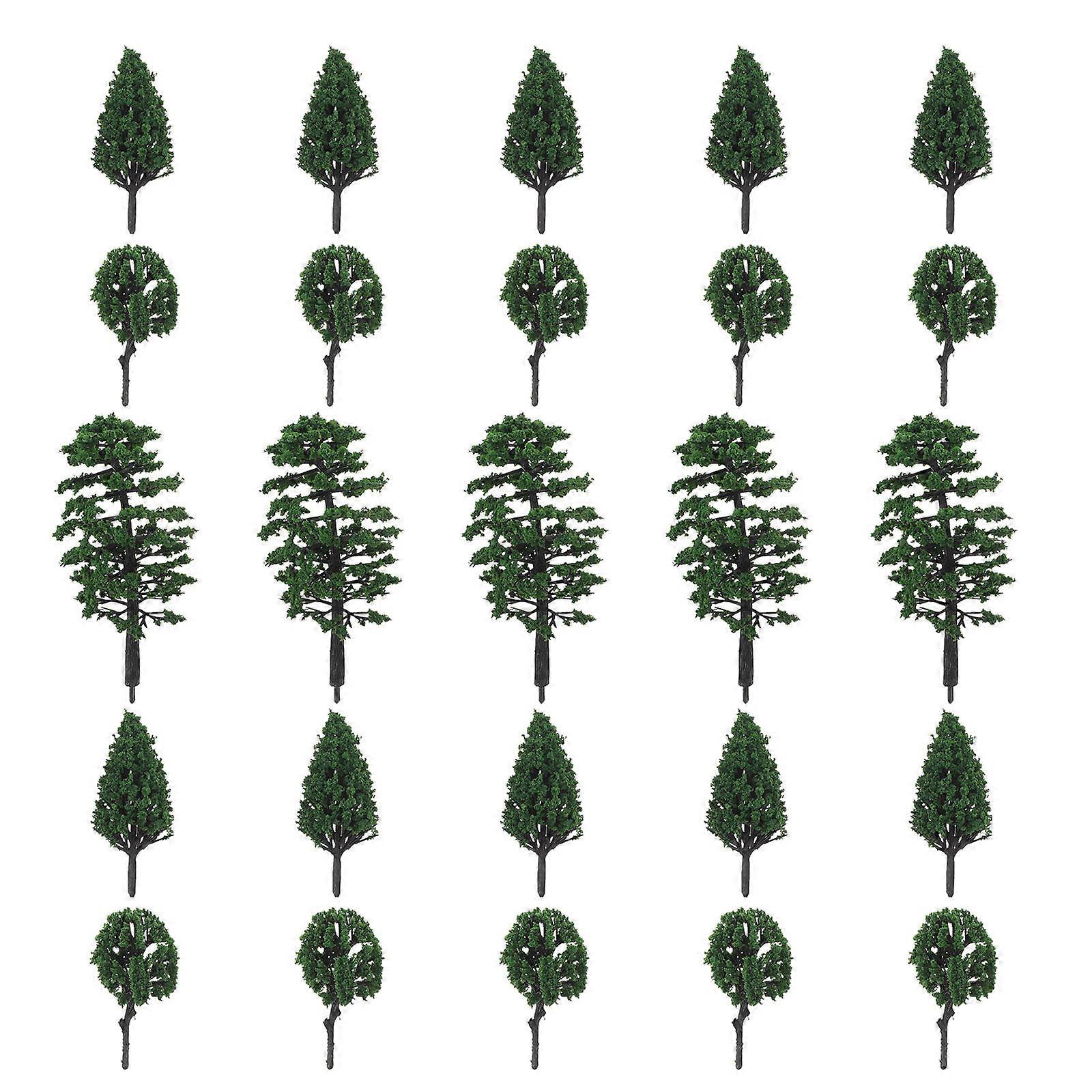 Green Miniature Model Railway Trees Plastic for Decoration 50Pcs Set